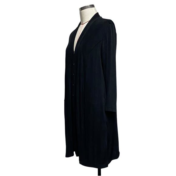 Chicos Travelers Womens Size 2 Black Slinky Button Front Cardigan Sweater - Picture 2 of 6